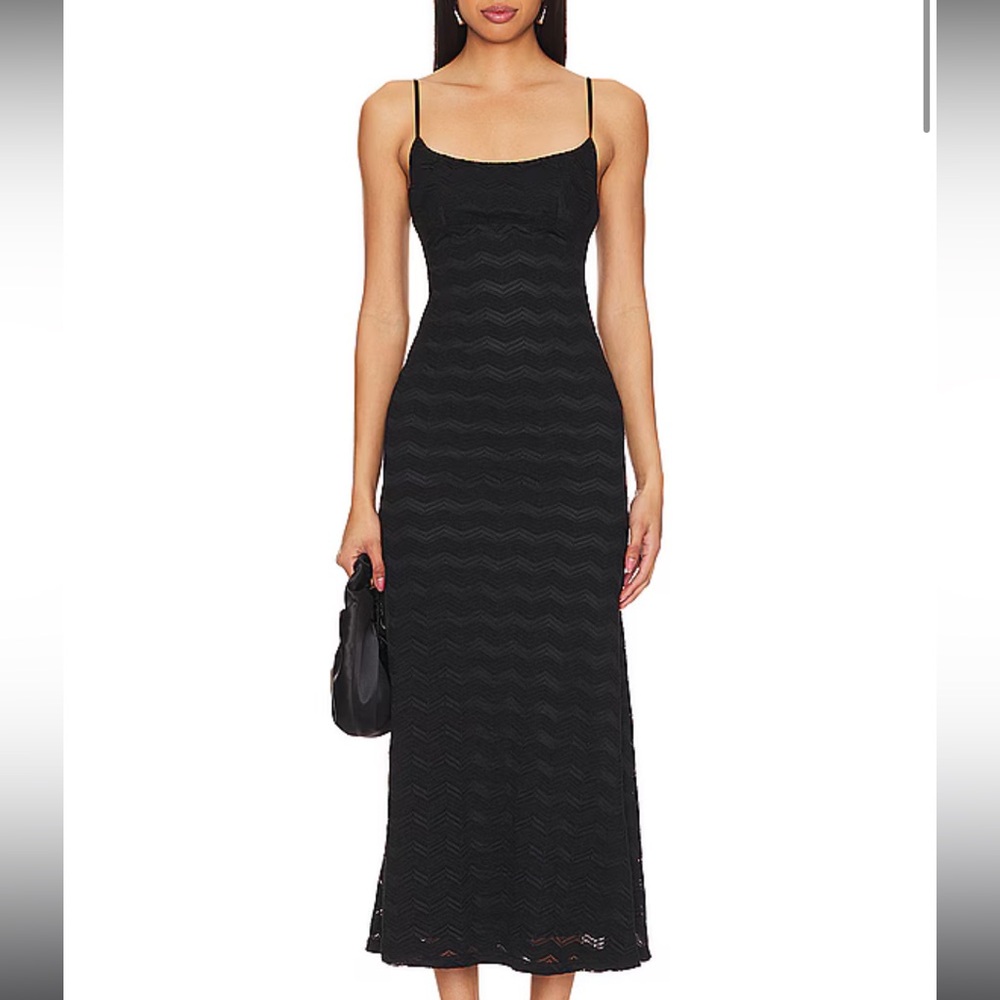 Bardot Adoni Zig Zag Midi Dress in Black